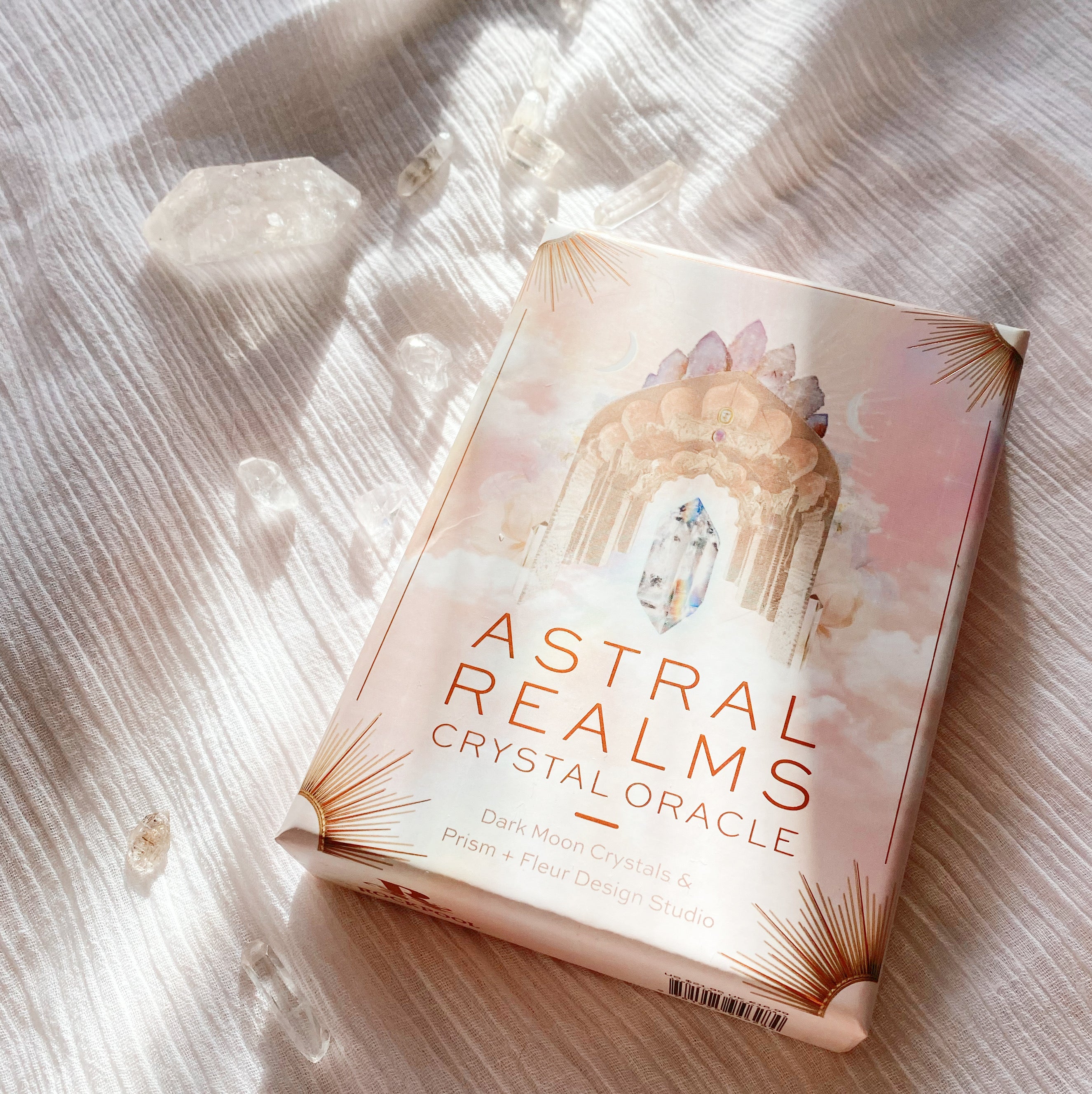 Astral Realms Crystal Oracle Deck | Rose Gold Gilding | 33 Card Deck with Guidebook |  Pastel Pink Cute Oracle | Astrology Deck | Crystal Healing