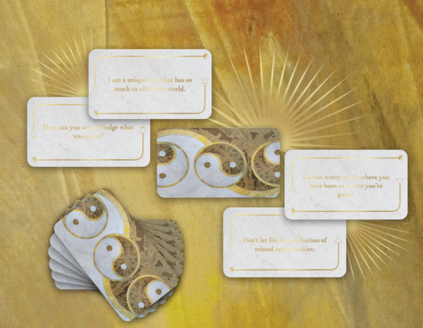 Wisdom Within is an 88-card mini deck for self-reflection, featuring gold foil, elemental categories, and introspective prompts for daily insight.